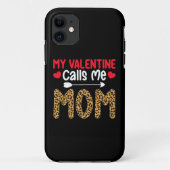 Mijn Valentijn noemt me mam Leopard Buffalo Plaid Case-Mate iPhone Case (Achterkant)