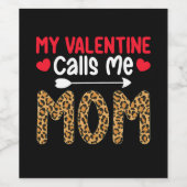 Mijn Valentijn noemt me mam Leopard Buffalo Plaid Wijn Etiket (Enkel label)