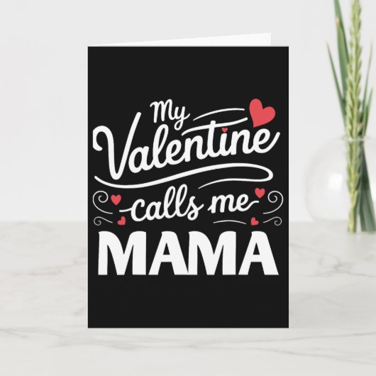 Mijn Valentijn noemt me mama retro groovy valentij Kaart (Voorkant)