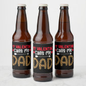 Mijn Valentijn noemt me papa Leopard Buffalo Plaid Bier Etiket (Flessen)