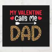 Mijn Valentijn noemt me papa Leopard Buffalo Plaid Bier Etiket (Enkel label)