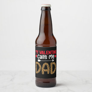 Mijn Valentijn noemt me papa Leopard Buffalo Plaid Bier Etiket