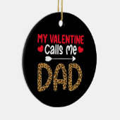 Mijn Valentijn noemt me papa Leopard Buffalo Plaid Keramisch Ornament (Rechts)