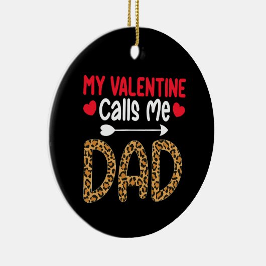 Mijn Valentijn noemt me papa Leopard Buffalo Plaid Keramisch Ornament (Rechts)