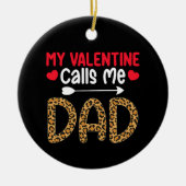 Mijn Valentijn noemt me papa Leopard Buffalo Plaid Keramisch Ornament (Voorkant)