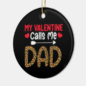 Mijn Valentijn noemt me papa Leopard Buffalo Plaid Keramisch Ornament (Links)