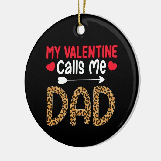 Mijn Valentijn noemt me papa Leopard Buffalo Plaid Keramisch Ornament (Links)