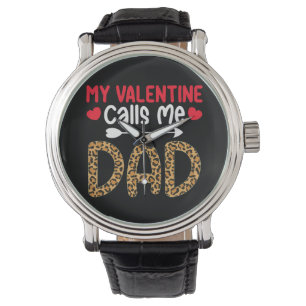 Mijn Valentijn noemt me papa luipaard buffel plaid Horloge