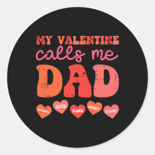 Mijn Valentijn noemt me Papa Retro Groovy Familie  Ronde Sticker