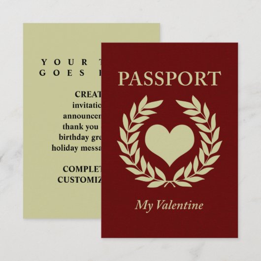 mijn valentijn paspoort kaart (Voorkant / Achterkant)
