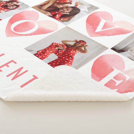 Mijn Valentijn Waterverf Hart Fotocollage Sherpa Deken (3/4)