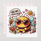 Mijn Valentijn zijn? - Charming Bee Valentijns Kaa Feestdagenkaart (Voorkant / Achterkant)