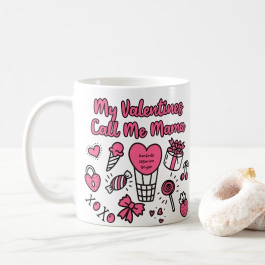 Mijn Valentijnen noemen me mama Koffiemok (Met donut)