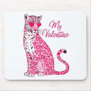 Mijn Valentijnsdag Mooie Luipaard Hart Liefde Vale Muismat