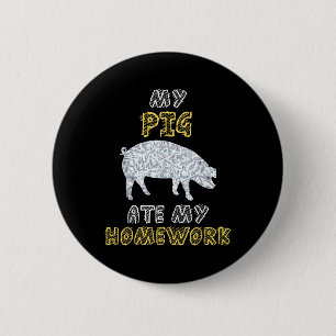 Mijn varken at mijn huiswerk Beer Varkensvlees Zwi Ronde Button 5,7 Cm