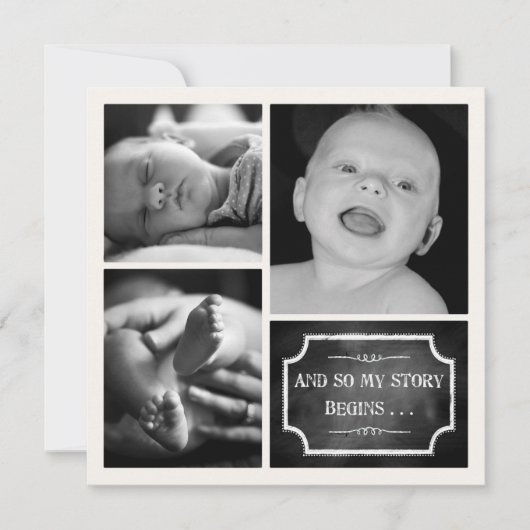 Mijn verhaal begint Chalk Design Geboorteaankondig Aankondiging (Voorkant)