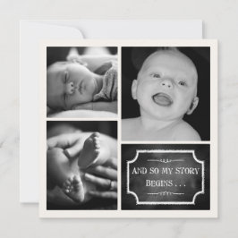 Mijn verhaal begint Chalk Design Geboorteaankondig Aankondiging