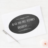 Mijn verhaal begint met krijtontwerp-Sticker Ovale Sticker (Envelop)