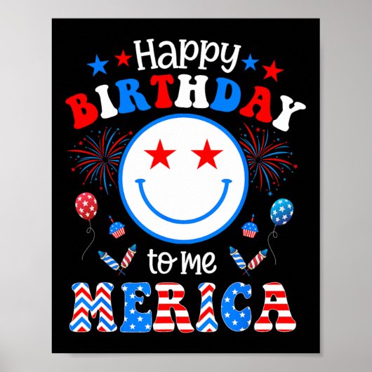 Mijn verjaardag 4 juli Amerikaanse Onafhankelijkhe Poster (Voorkant)