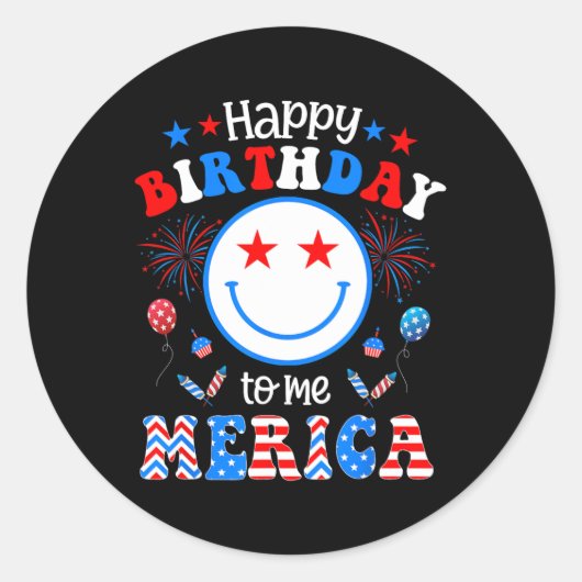 Mijn verjaardag 4 juli Amerikaanse Onafhankelijkhe Ronde Sticker (Voorkant)