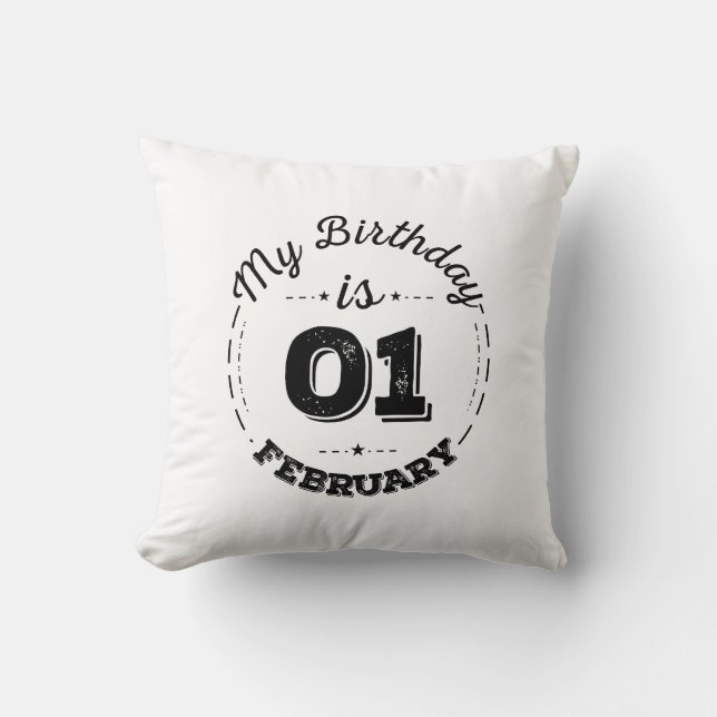 Mijn verjaardag is 01 februari  kussen (Voorkant)