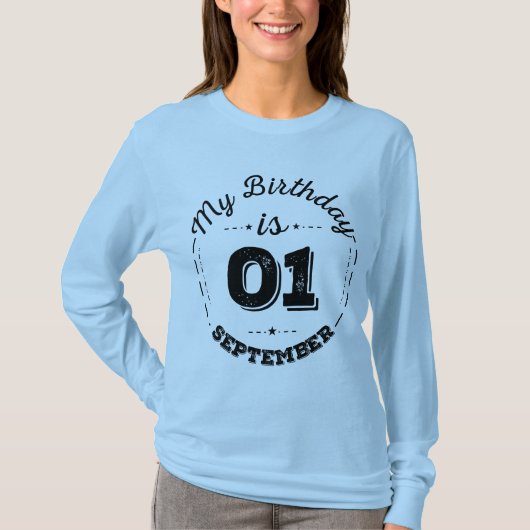 Mijn verjaardag is 1 september t-shirt (Voorkant)