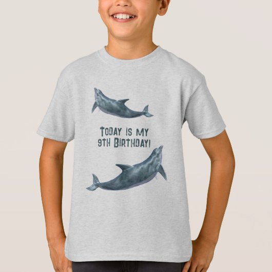 Mijn Verjaardag Kinder Dolfijn Gezegde T-shirt (Voorkant)