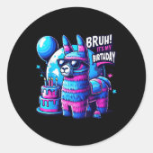 Mijn verjaardag Llama Pinata Family Party Boy Ronde Sticker (Voorkant)