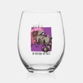 Mijn Verjaardag Mijn Regels Taart Eten Raccoon Car Wijnglas Zonder Voet (Voorkant)