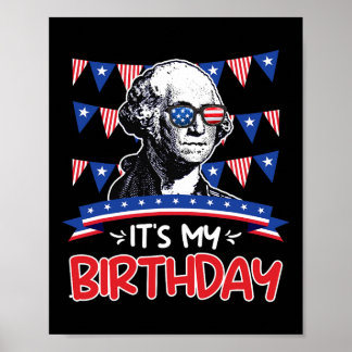 Mijn verjaardag Onafhankelijkheidsdag George Washi Poster