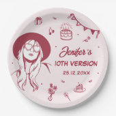 Mijn verjaardag Retro verjaardag Papieren Bordje (Voorkant)