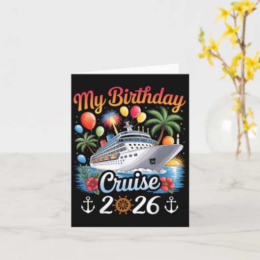 Mijn verjaardagscruise 2026 Familiecruise Vakantie Kaart (Gele Bloem)