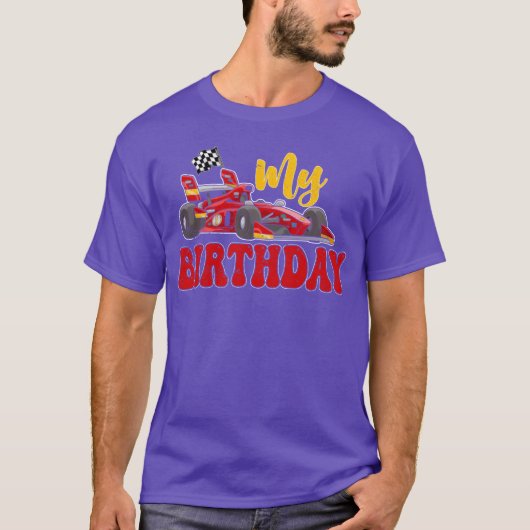 Mijn verjaardagsraceauto retro t-shirt (Voorkant)