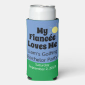 "Mijn verloofde houdt van me" Golfing Bacher Party Seltzer Blikjeskoeler (Seltzer Voorkant)