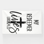 Mijn Verlosser Leeft Lukas 24:23 Opstanding Ontwer Spandoek (Horizontaal)
