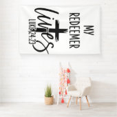 Mijn Verlosser Leeft Lukas 24:23 Opstanding Ontwer Spandoek (Insitu)