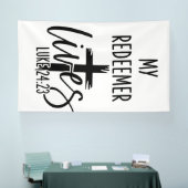 Mijn Verlosser Leeft Lukas 24:23 Opstanding Ontwer Spandoek (Beurs)