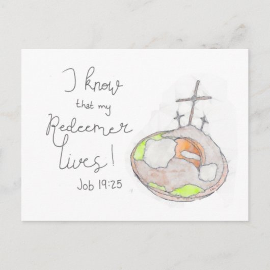 Mijn Verlosser leeft Paas Briefkaart (Voorkant)