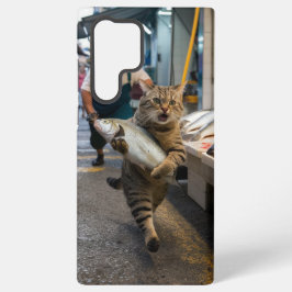 Mijn verwende kat stal een vis van de kruidenier! samsung galaxy hoesje
