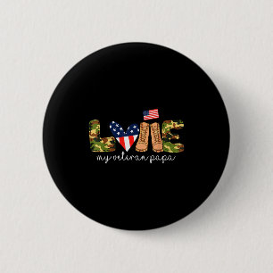 Mijn Veteraan Papa Lief Militaire Opa Usa Vlag Ronde Button 5,7 Cm