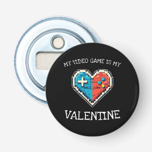 Mijn videospel is mijn Valentijn Button Flesopener