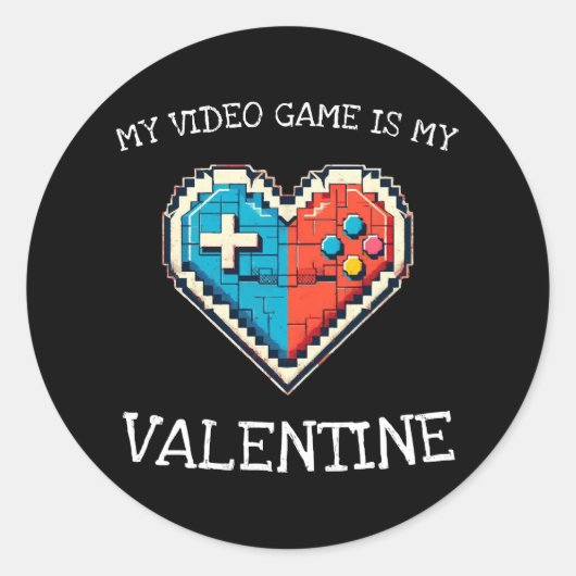 Mijn videospel is mijn Valentijn Ronde Sticker (Voorkant)
