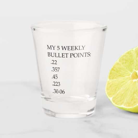 Mijn vijf wekelijkse bullet points - dubbel op de shot glas (Voorkant)