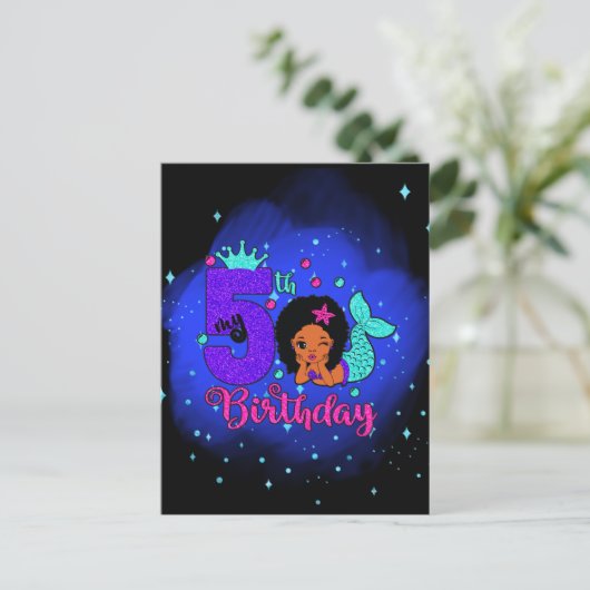 Mijn vijfde verjaardag Zeemeermaid Briefkaart (Staand voorkant)