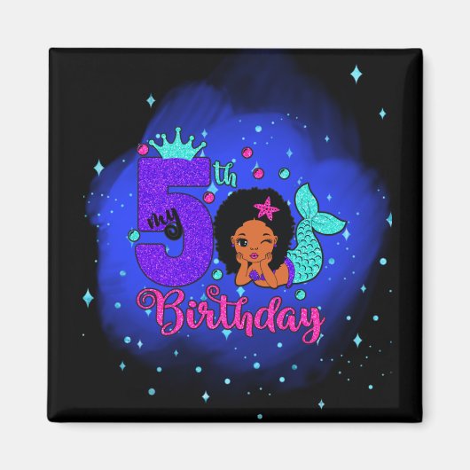 Mijn vijfde verjaardag Zeemeermaid Magneet (Voorkant)