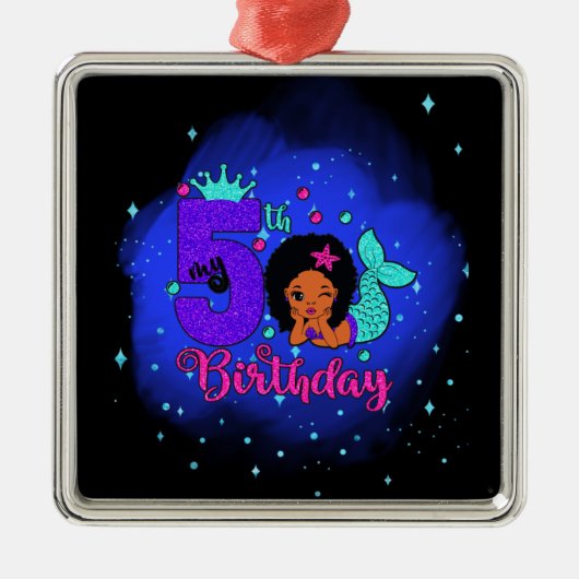 Mijn vijfde verjaardag Zeemeermaid Metalen Ornament (Voorkant)