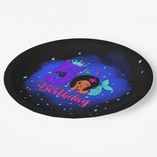 Mijn vijfde verjaardag Zeemeermaid Papieren Bordje (Gekanteld)