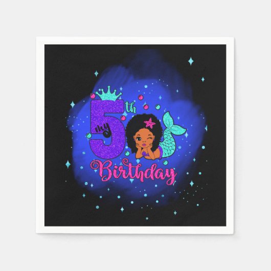 Mijn vijfde verjaardag Zeemeermaid Servet (Voorkant)