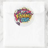 Mijn Vist kan het niet schelen! Ronde Sticker (Tas)