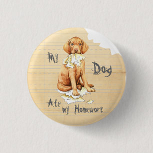 Mijn Vizsla Ate mijn thuiswerk Ronde Button 3,2 Cm